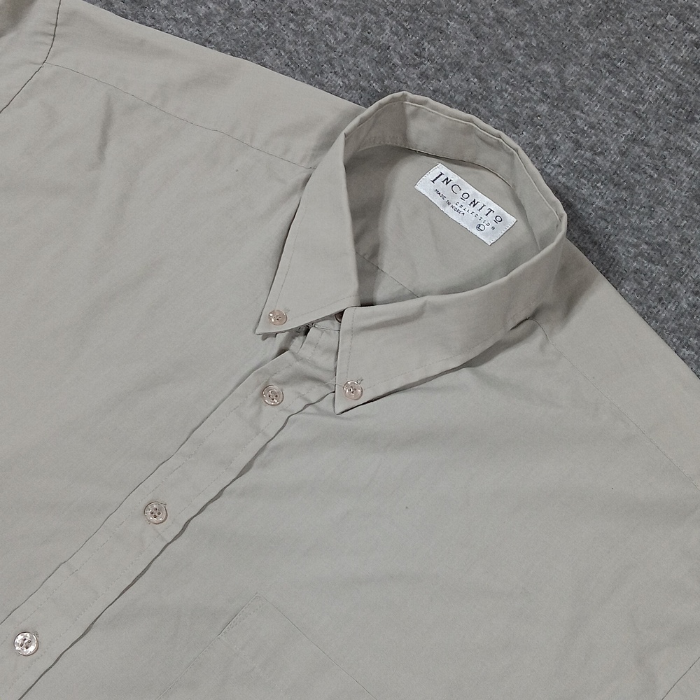 INCOGNITO Collection Shirt Mens Large Gray Button Down Long Sleeve Pocket Korea